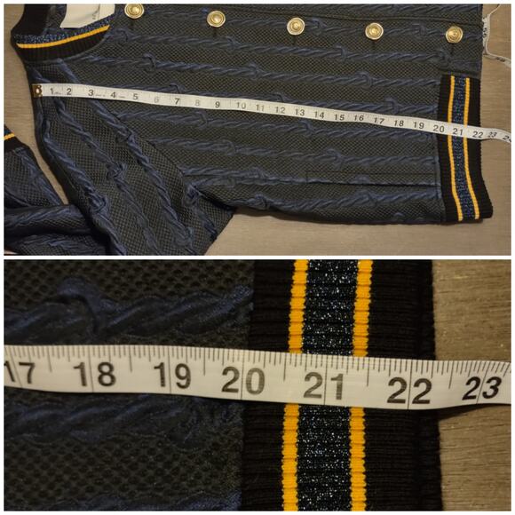 3.1 Phillip Lim Brocade Cable Print Varsity Bomber Black & Blue Jacket Size 4 - Picture 8 of 16